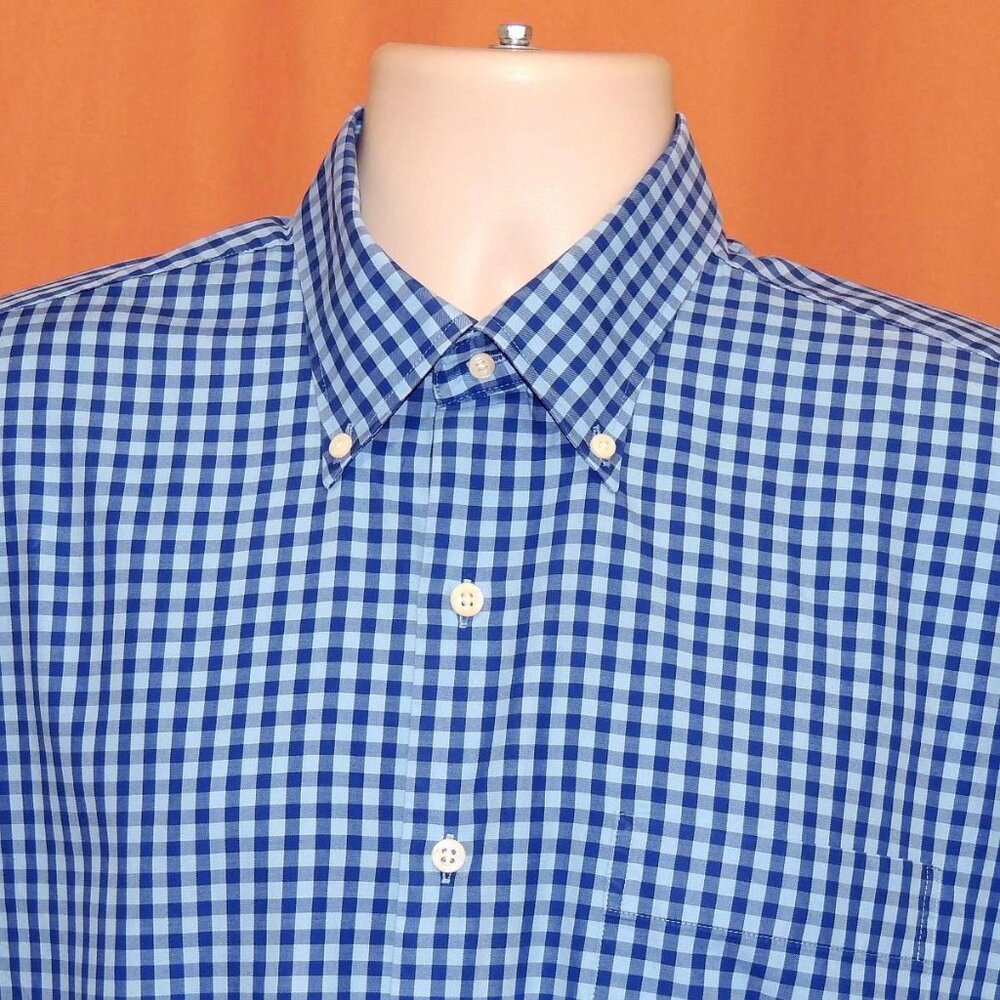 Peter Millar Blue Checks Long Sleeves Men's Button Up Shirt Sz L Excellent Cond
